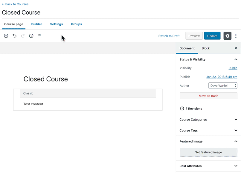 LearnDash closed course, enter Button URL