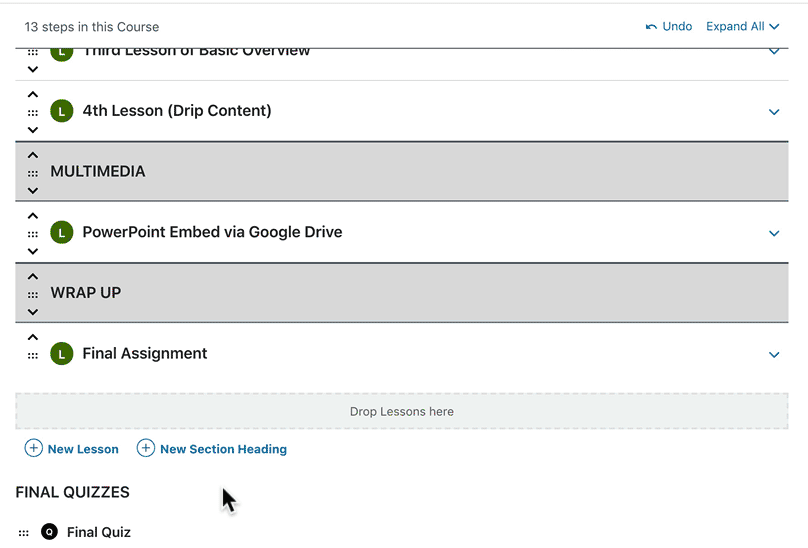Add new lesson in LearnDash course builder