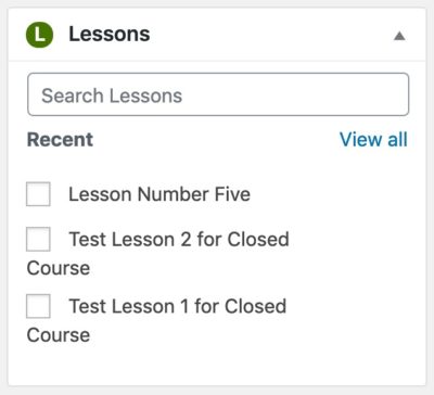 Course Builder, lesson metabox