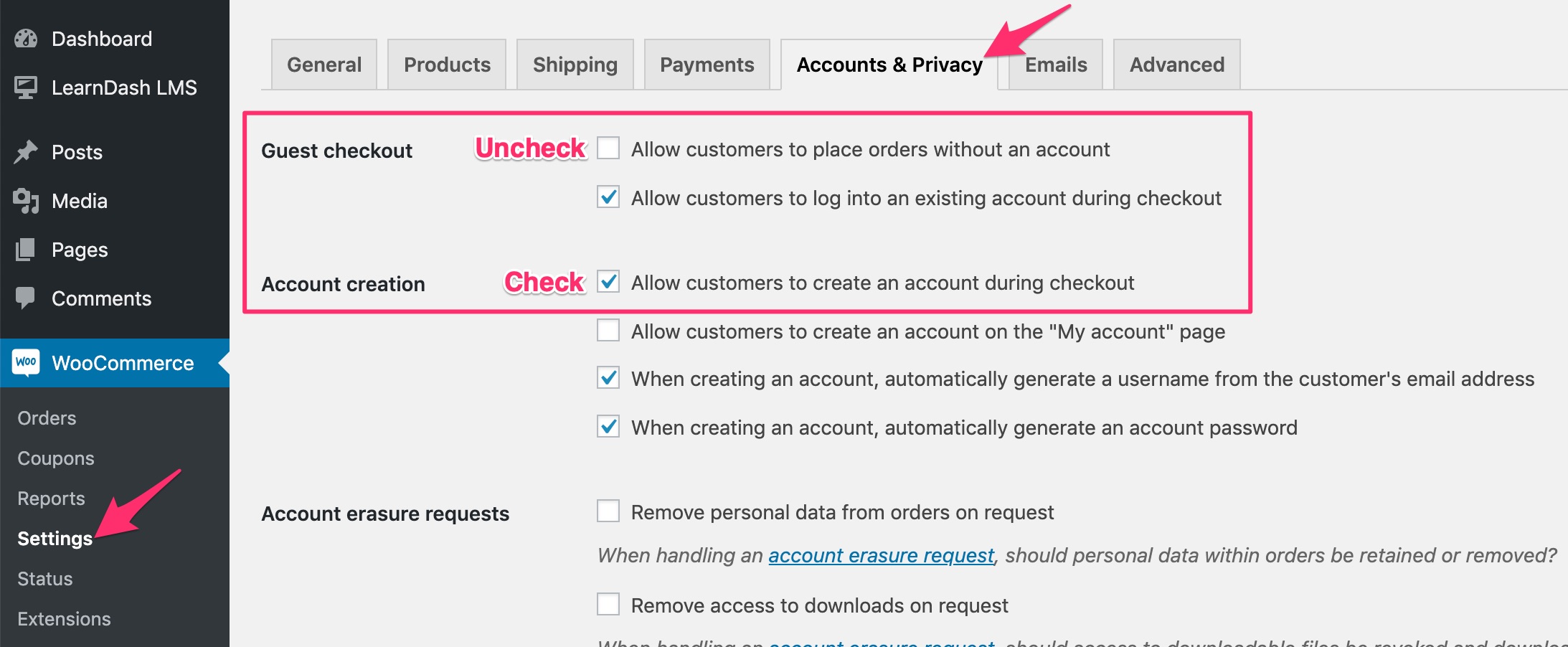 WooCommerce disable guest checkout