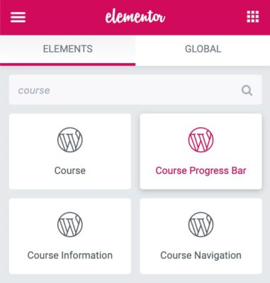 LearnDash widgets available in Elementor