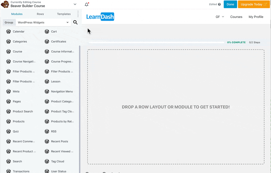 Add LearnDash widget using Beaver Builder