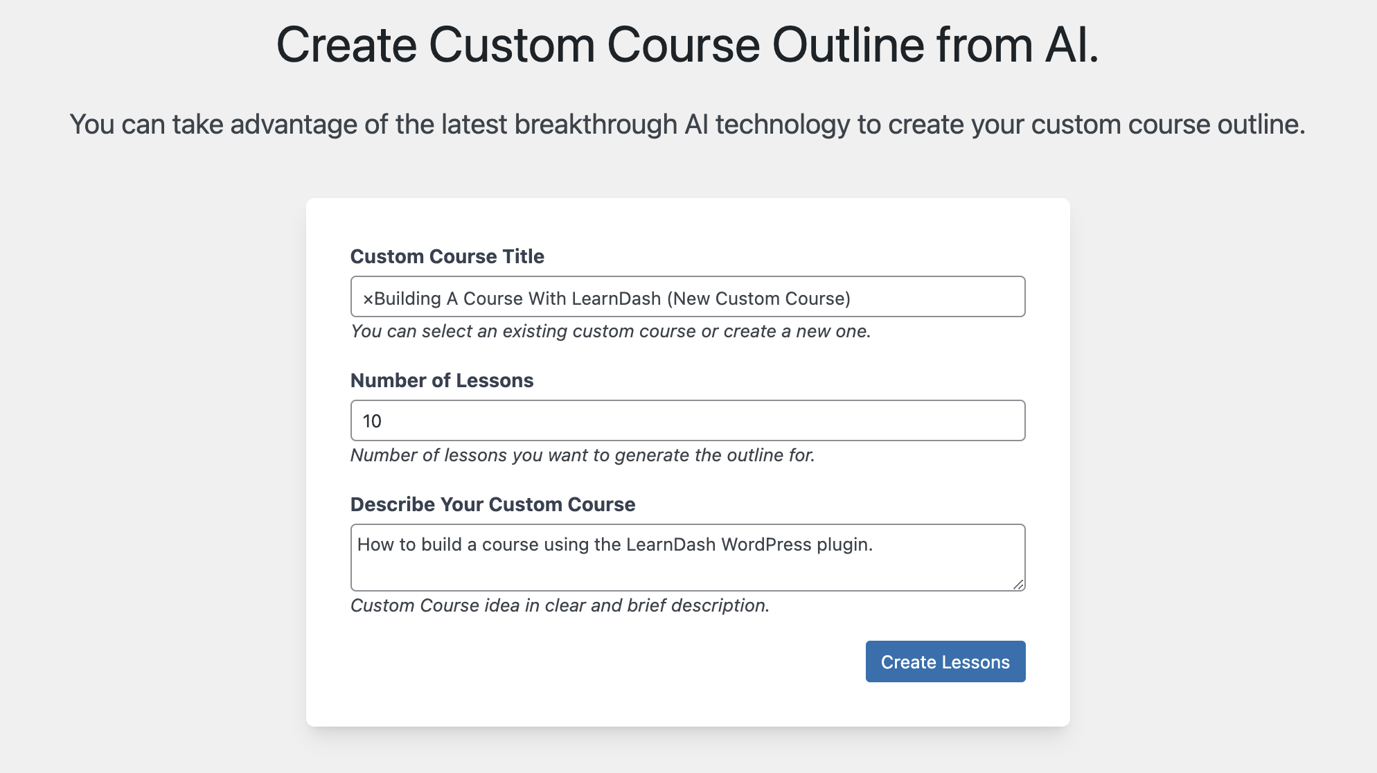 Course Outliner Tool Details