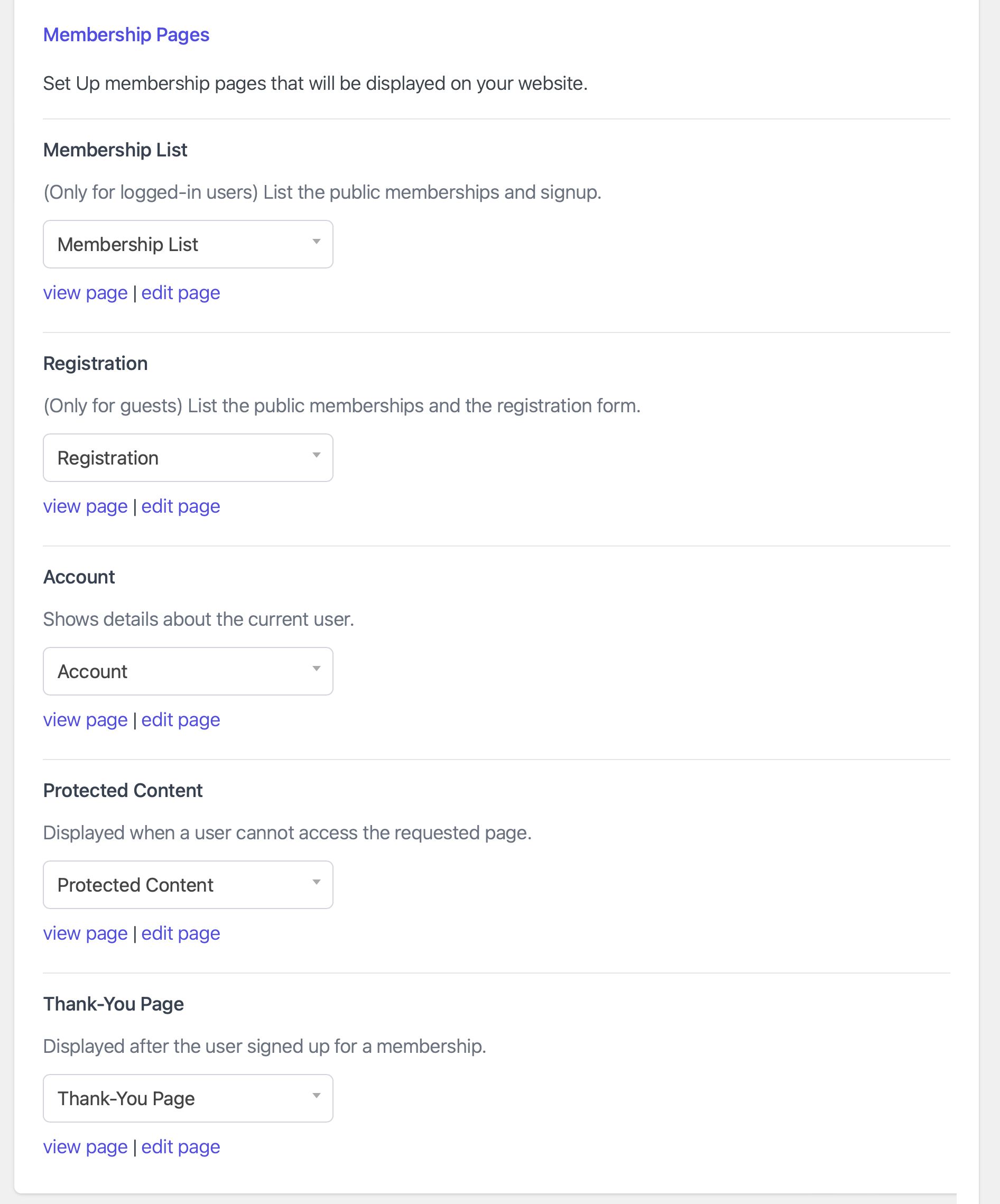 Membership Pages