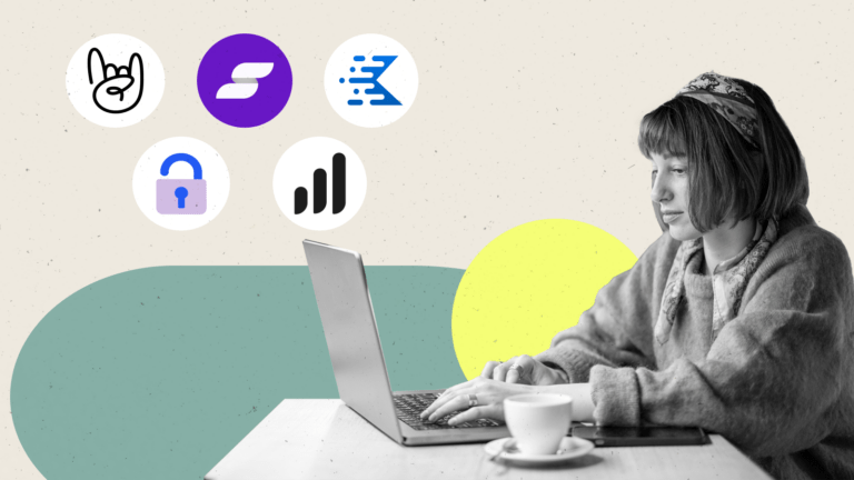 Person using a laptop with plugin icons in the background