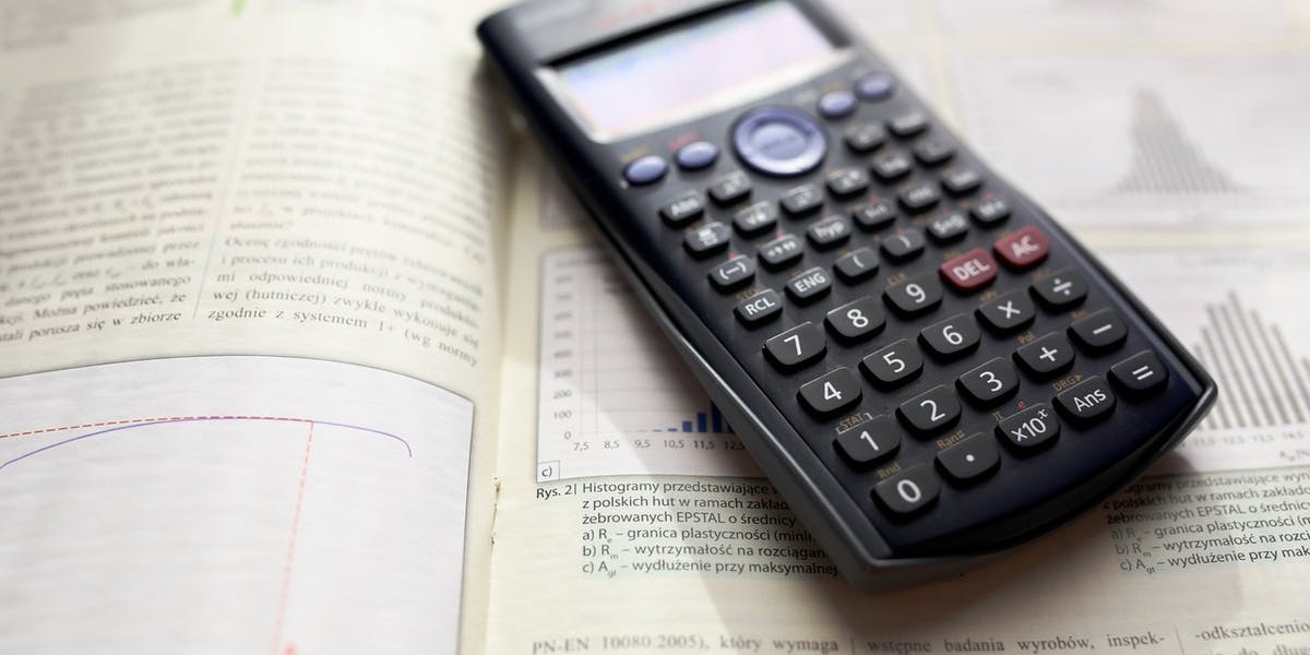 calculator on a test book