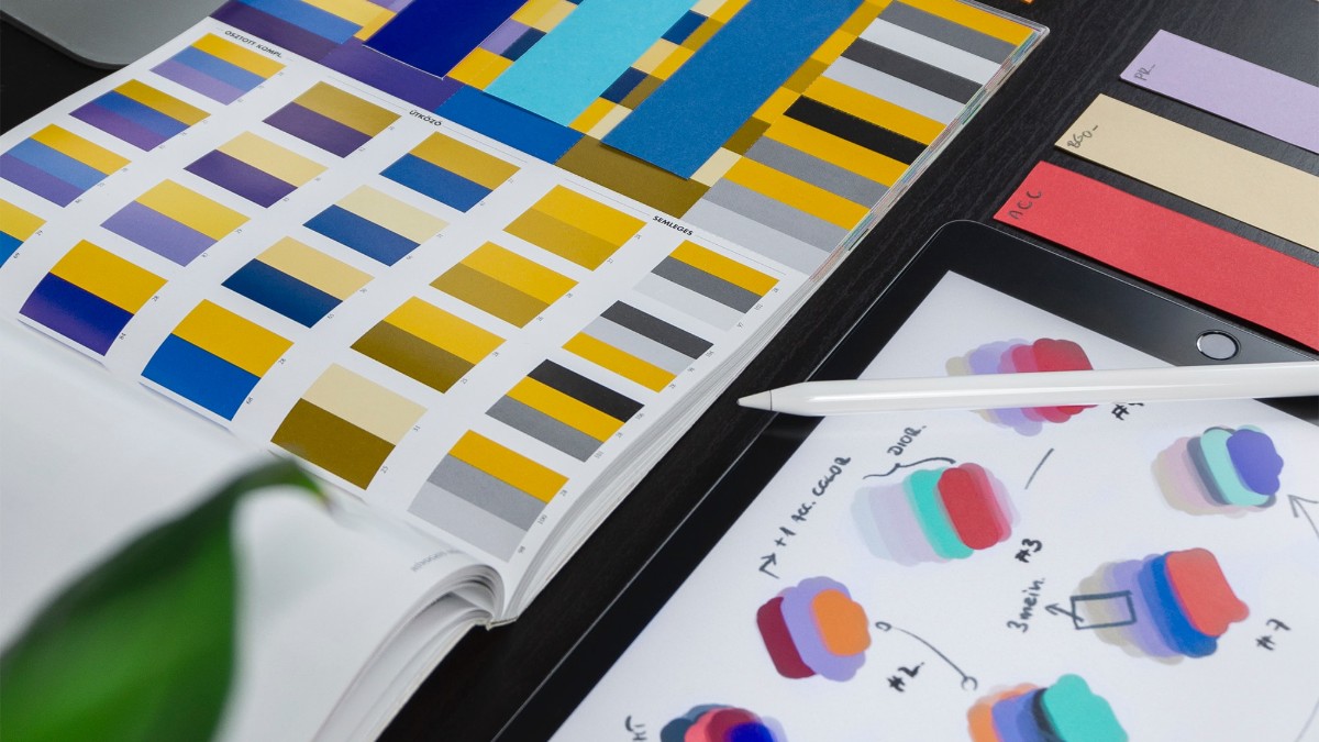 A color palette showing different design ideas.