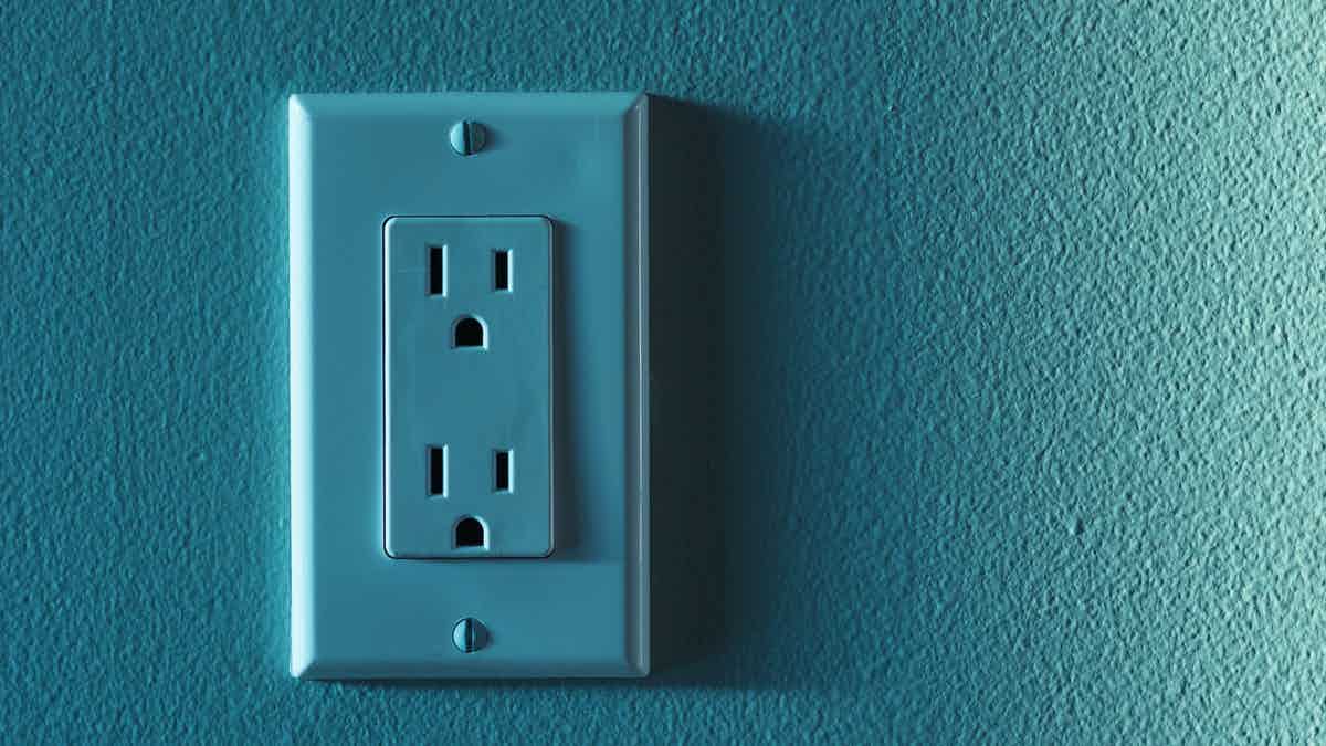 blue outlet on a gradient background
