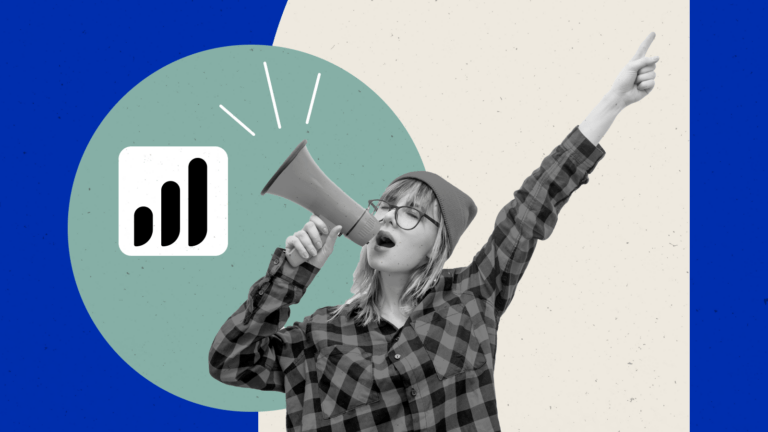 I woman holding a megaphone making an announcement