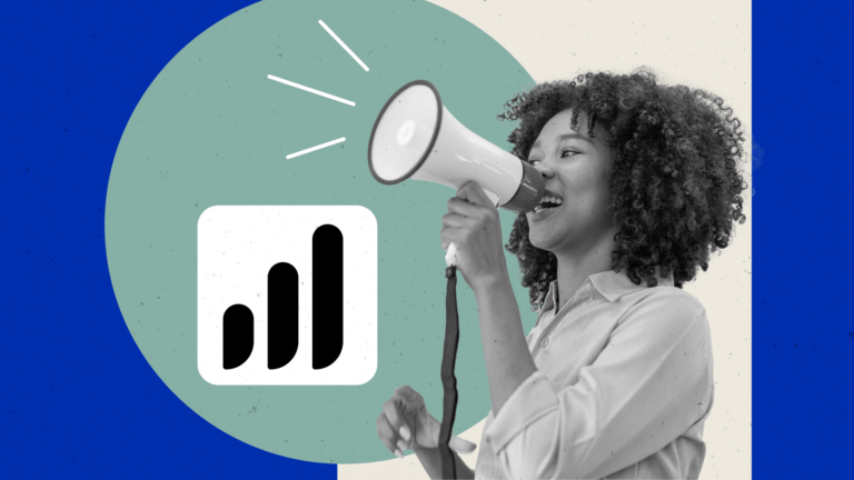 a woman speaking into a megaphone to make an announcement