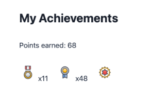 The My Achievements section displays the points a student earned.