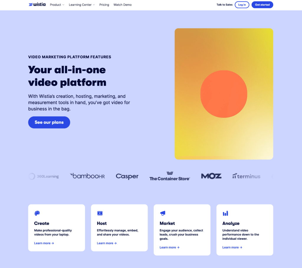 Wistia website home page